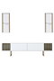 Hanah Home Gold Line Mueble de TV Blanco y Negro con Patas Metálicas